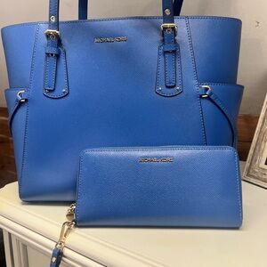 Michael Kors Vibrant Blue Tote and Wallet Set
